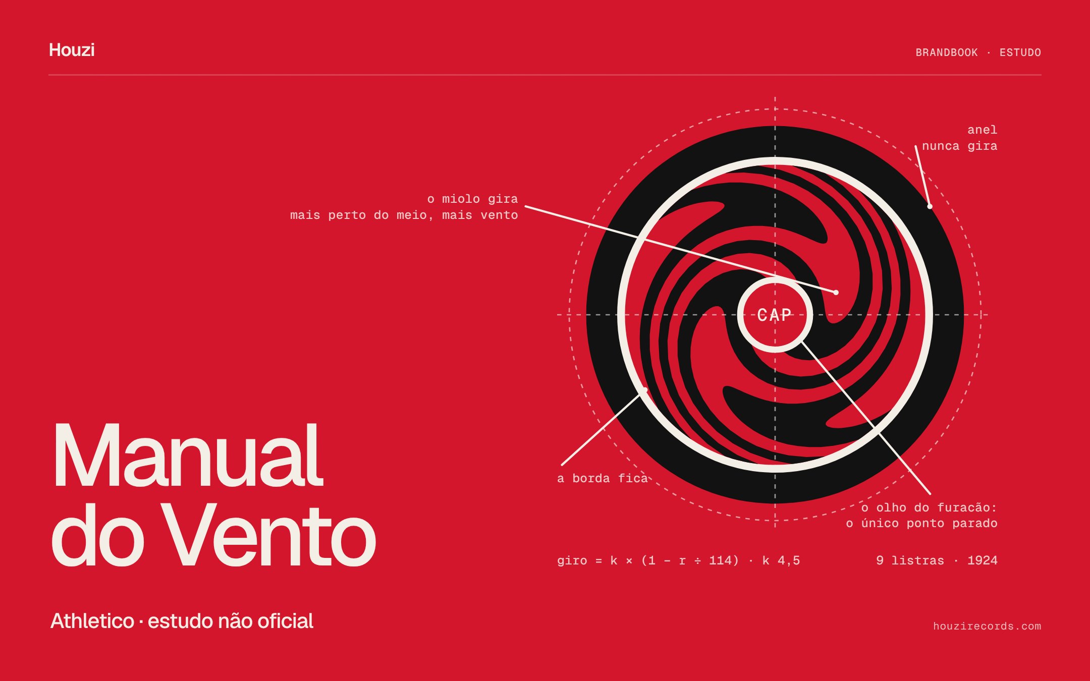 Manual do Vento cover: the nine 1924 stripes twisted around the CAP like a hurricane